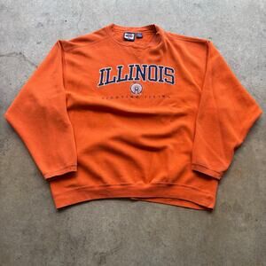 Men's Varsity Illinois Fighting Illini Orange Crewneck Pullover Sweatshirt Sz XL